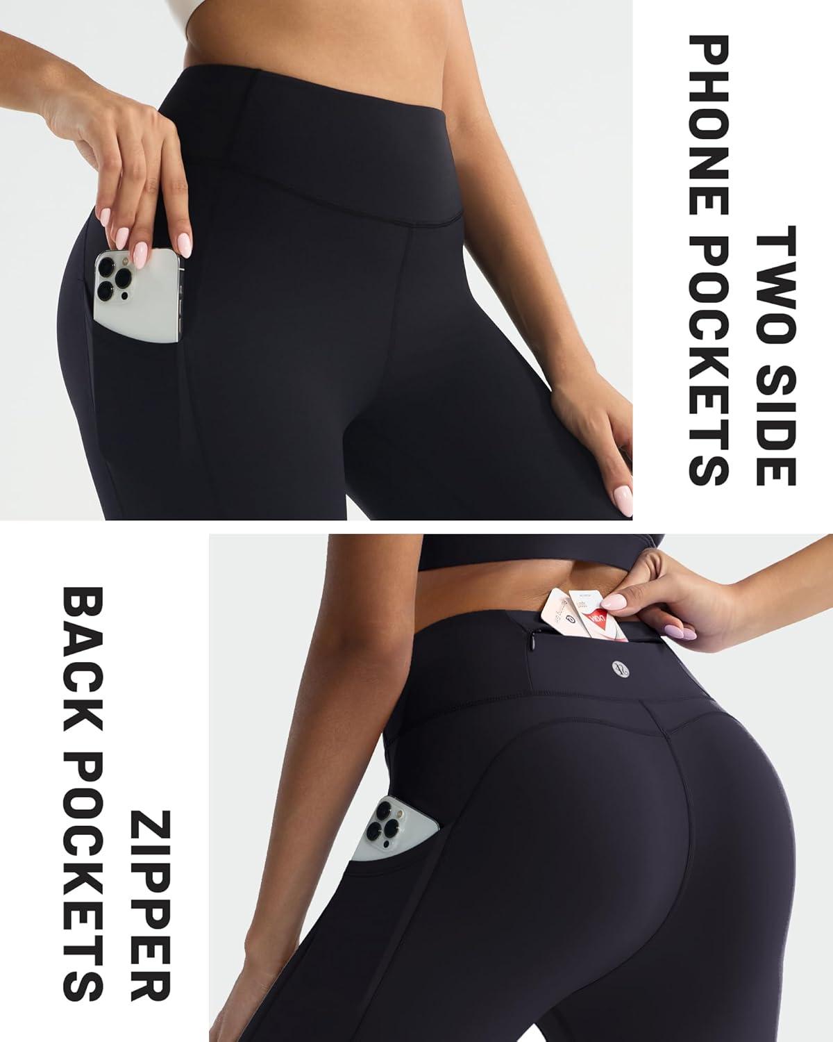 imageRUNNING GIRL Leggings with Pockets for Women Tummy Control 25quot High Waisted Yoga Pants Buttery Soft Gym Workout Yoga LeggingsJet Black