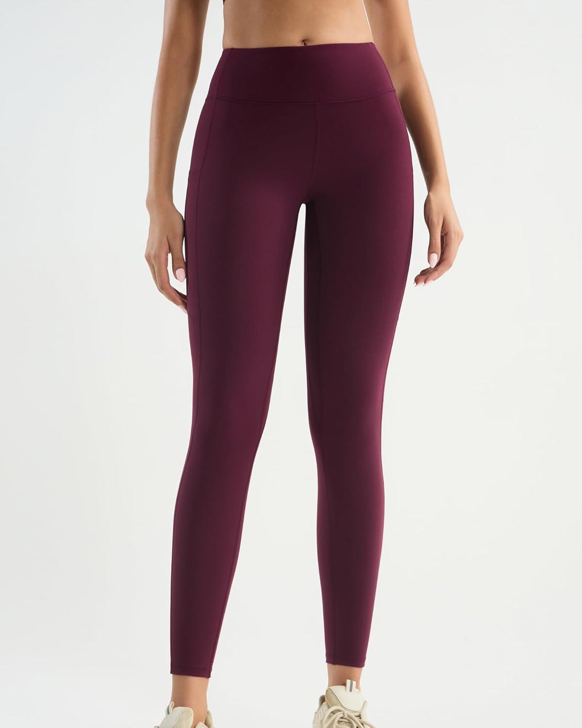 imageRUNNING GIRL Leggings with Pockets for Women Tummy Control 25quot High Waisted Yoga Pants Buttery Soft Gym Workout Yoga LeggingsRusset