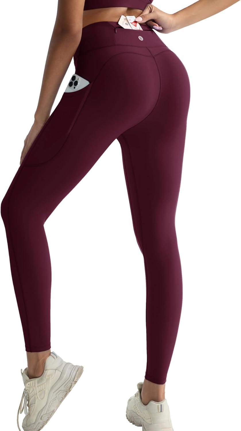 imageRUNNING GIRL Leggings with Pockets for Women Tummy Control 25quot High Waisted Yoga Pants Buttery Soft Gym Workout Yoga LeggingsRusset
