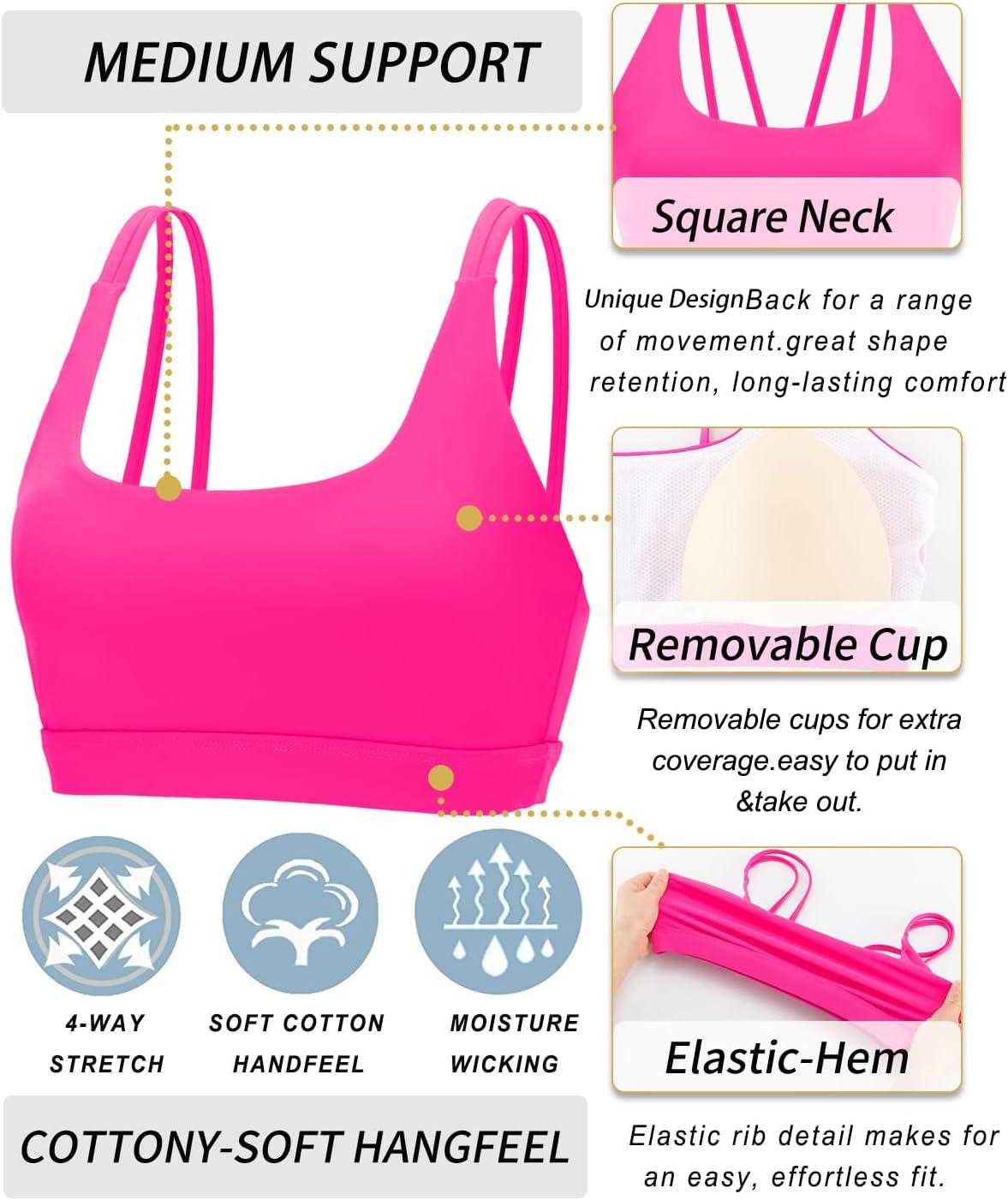 imageRUNNING GIRL Sports Bras for Women High SupportRacerback Molded Cup Sports Bra with Sewn in PadsZhot Pink