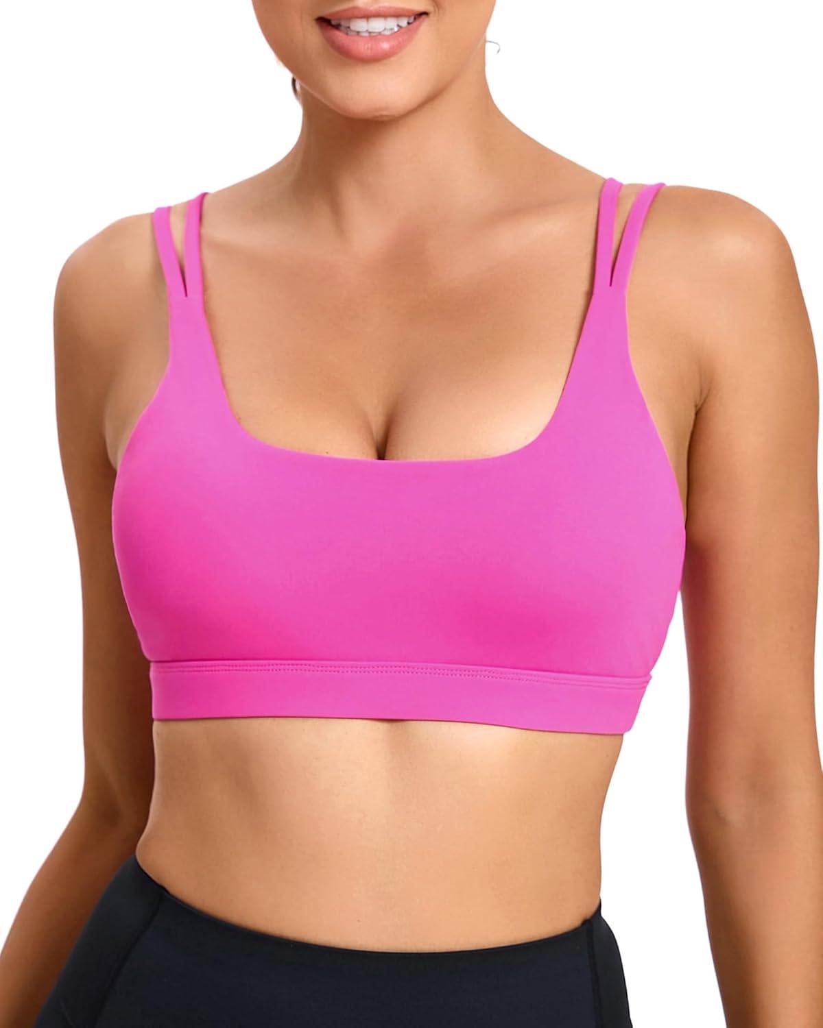 imageRUNNING GIRL Sports Bras for Women High SupportRacerback Molded Cup Sports Bra with Sewn in PadsZhot Pink