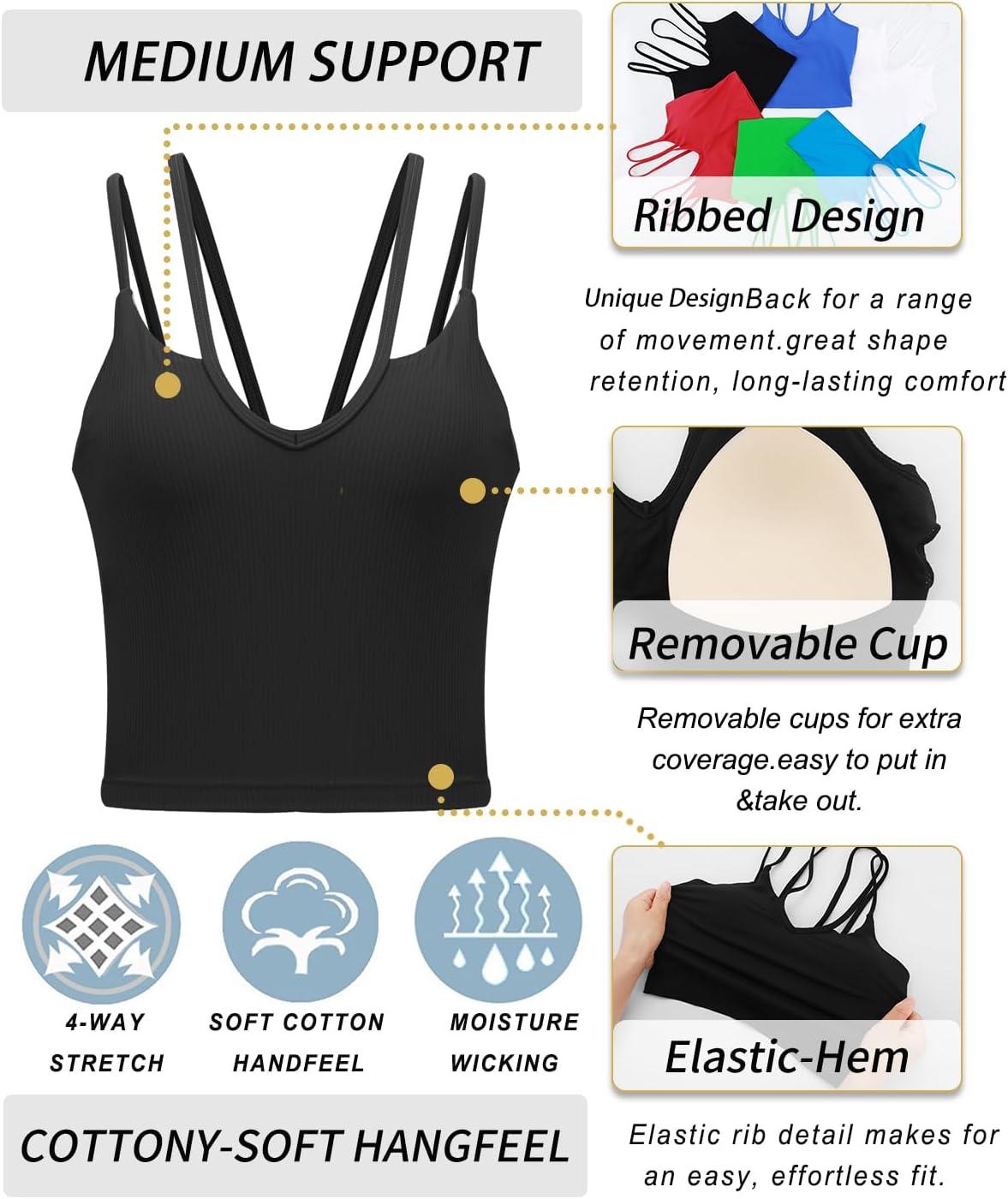 imageRUNNING GIRL Workout Tank Tops with Built in Bras for WomenCrissCross Back Medium Support Sports Bras for Women1black