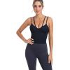 RUNNING GIRL Workout Tank Tops with Built in Bras for Women,Criss-Cross Back Medium Support Sports Bras for Women(1-black)
