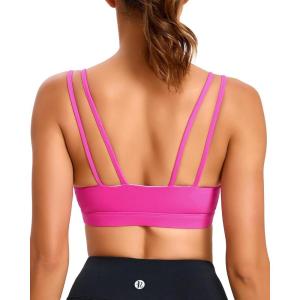 RUNNING GIRL Sports Bras for Women High Support,Racerback Molded Cup Sports Bra with Sewn in Pads(Z-hot Pink)