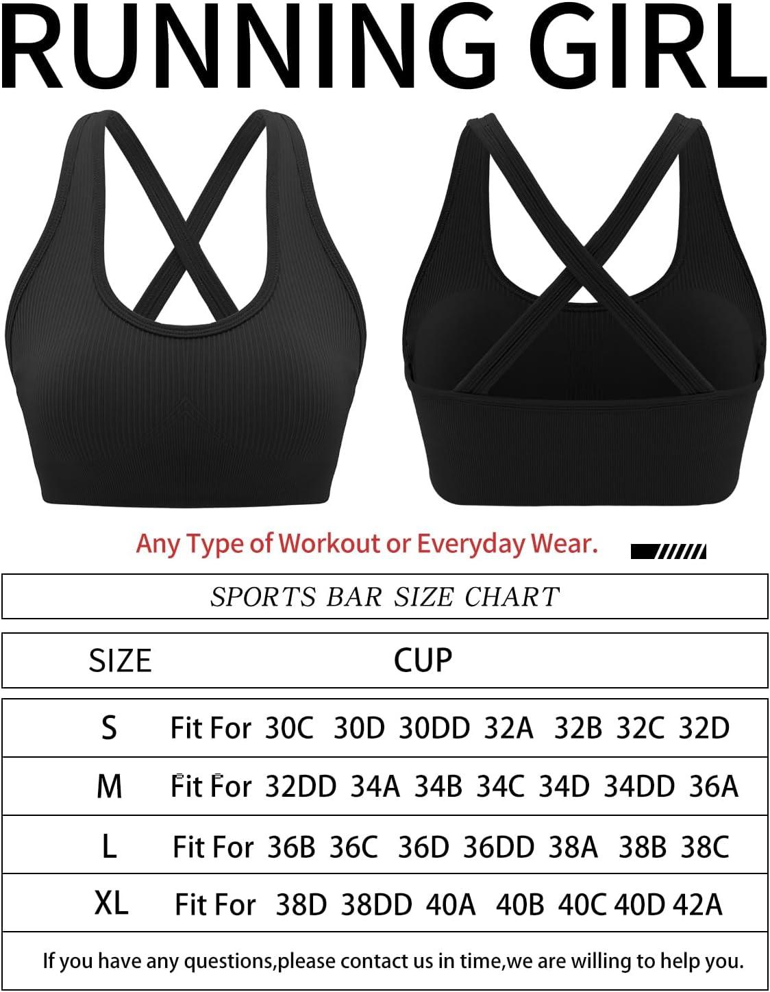 imageRUNNING GIRL Sports Bras for WomenSeamless Strappy Sports Bra High Support Crisscross Back with Removable PadsDblack