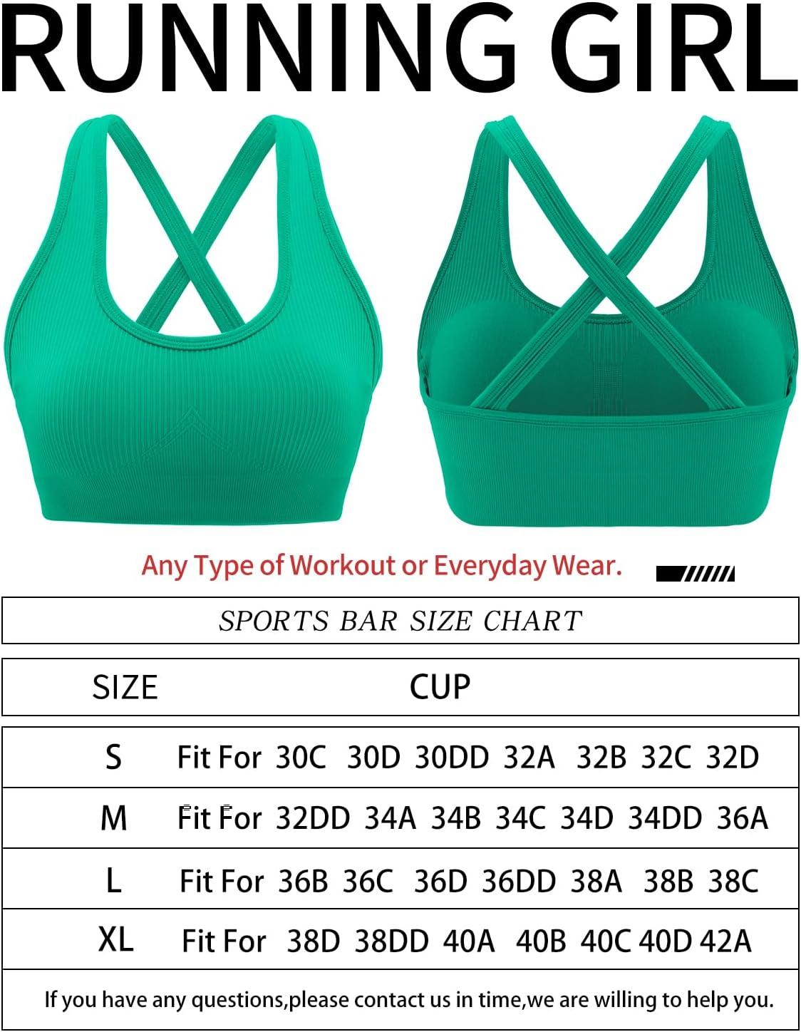 imageRUNNING GIRL Sports Bras for WomenSeamless Strappy Sports Bra High Support Crisscross Back with Removable PadsDgreen