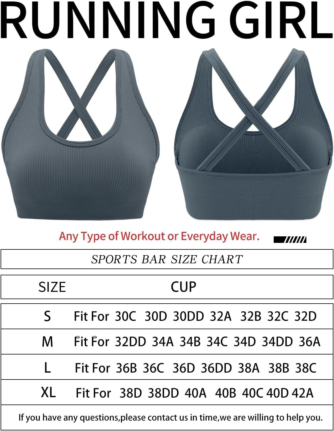 imageRUNNING GIRL Sports Bras for WomenSeamless Strappy Sports Bra High Support Crisscross Back with Removable PadsDgrey