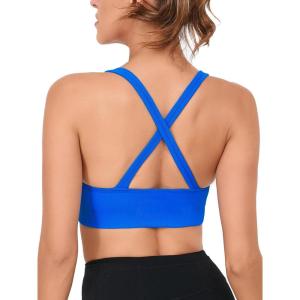 RUNNING GIRL Sports Bras for Women,Seamless Strappy Sports Bra High Support Crisscross Back with Removable Pads(D-blue)
