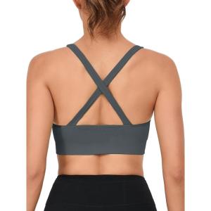 RUNNING GIRL Sports Bras for Women,Seamless Strappy Sports Bra High Support Crisscross Back with Removable Pads(D-grey)