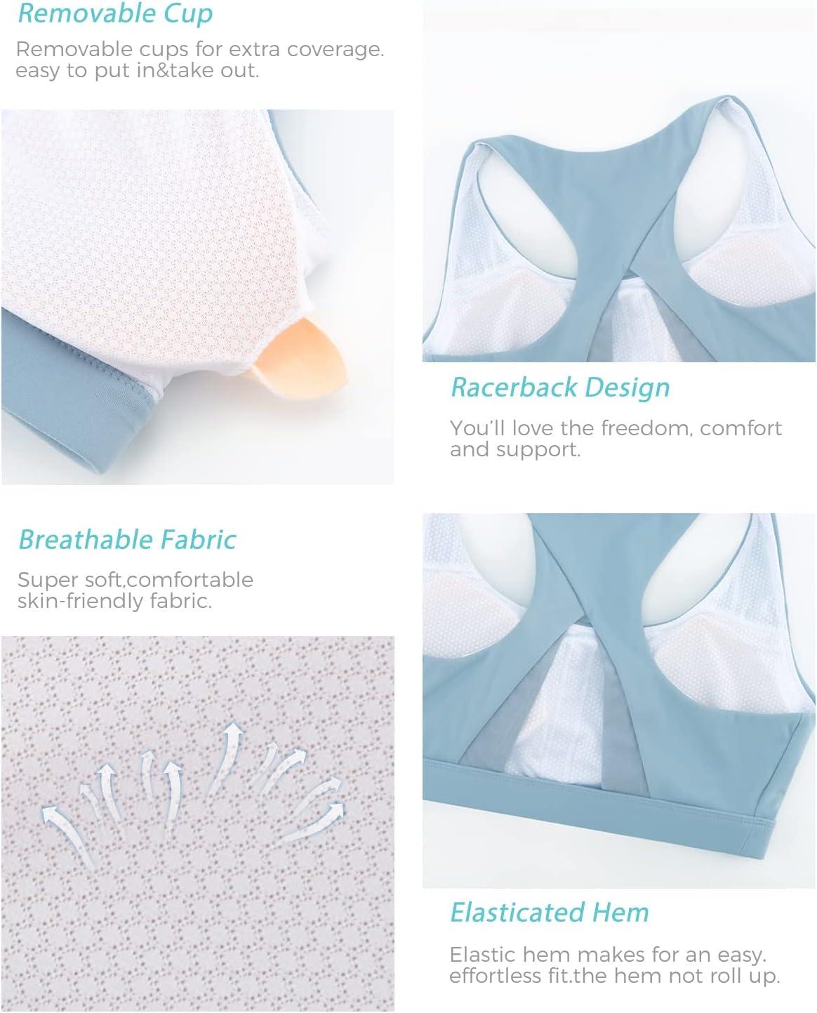 imageRUNNING GIRL High Impact Sports Bras for WomenRacerback Running Bra Workout Crop Tank Tops Longline Sports Bra Push upYblue