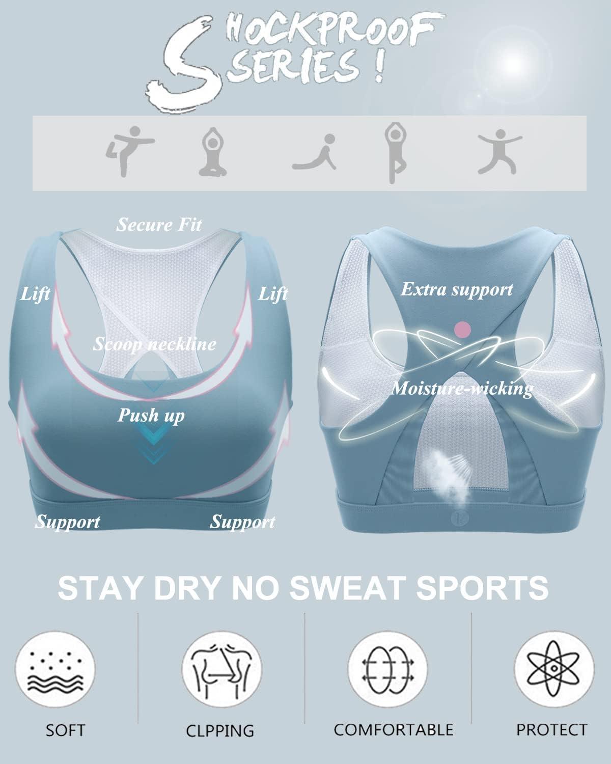 imageRUNNING GIRL High Impact Sports Bras for WomenRacerback Running Bra Workout Crop Tank Tops Longline Sports Bra Push upYblue