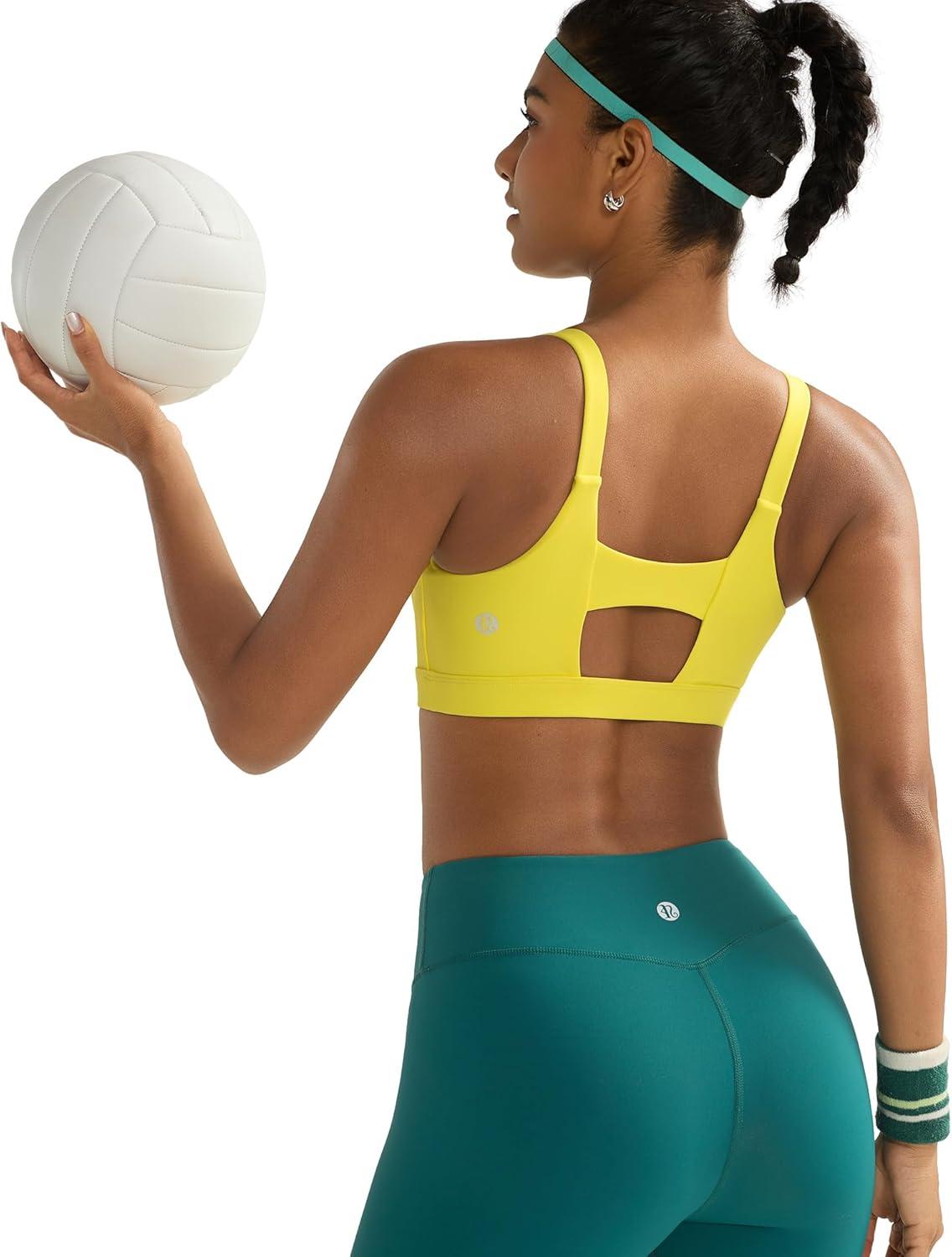 imageRUNNING GIRL Sports Bra for Women High Support Molded Cup High Impact Sports Bras with Sewn in PadsAbright Yellow