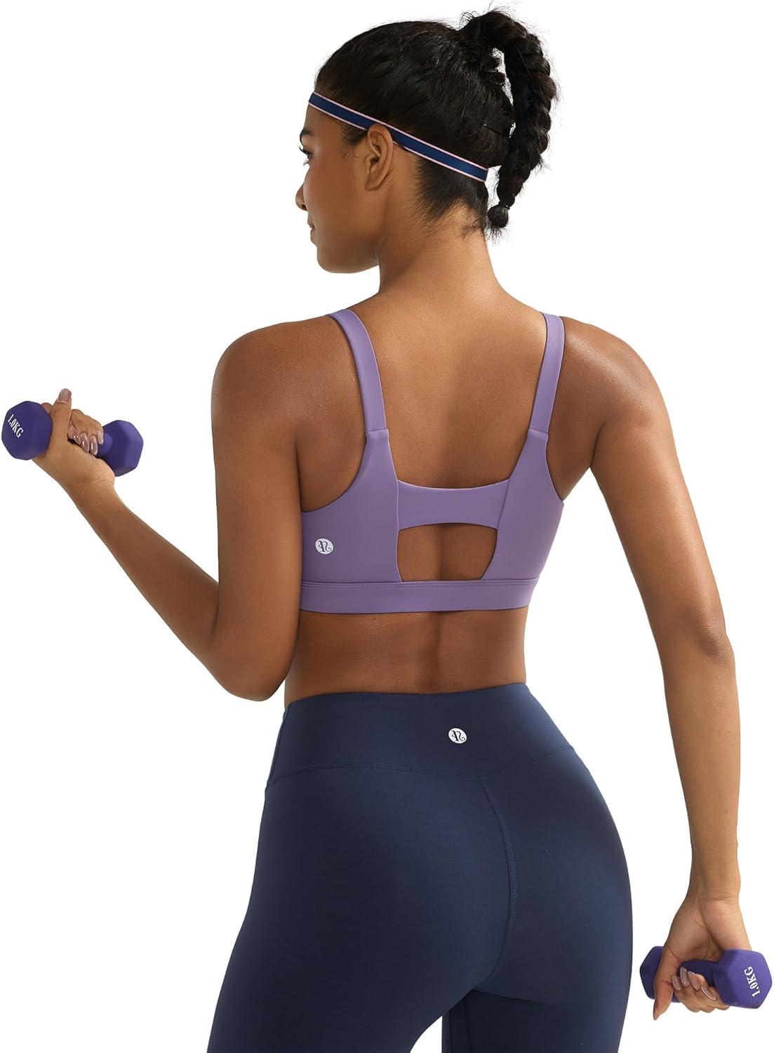 imageRUNNING GIRL Sports Bra for Women High Support Molded Cup High Impact Sports Bras with Sewn in PadsAdusty Lavender