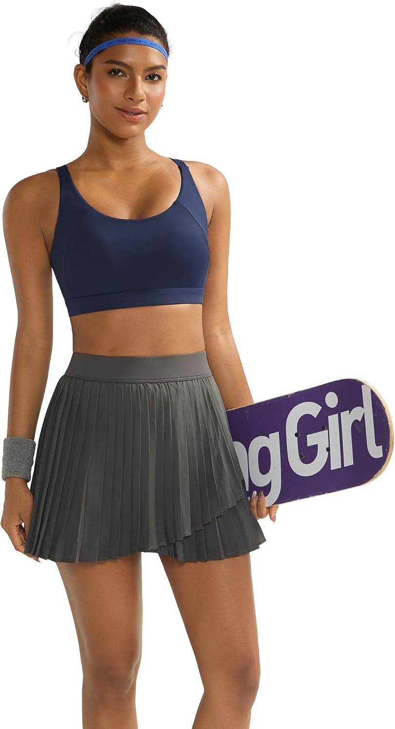 imageRUNNING GIRL Sports Bra for Women High Support Molded Cup High Impact Sports Bras with Sewn in PadsAnavy Blue