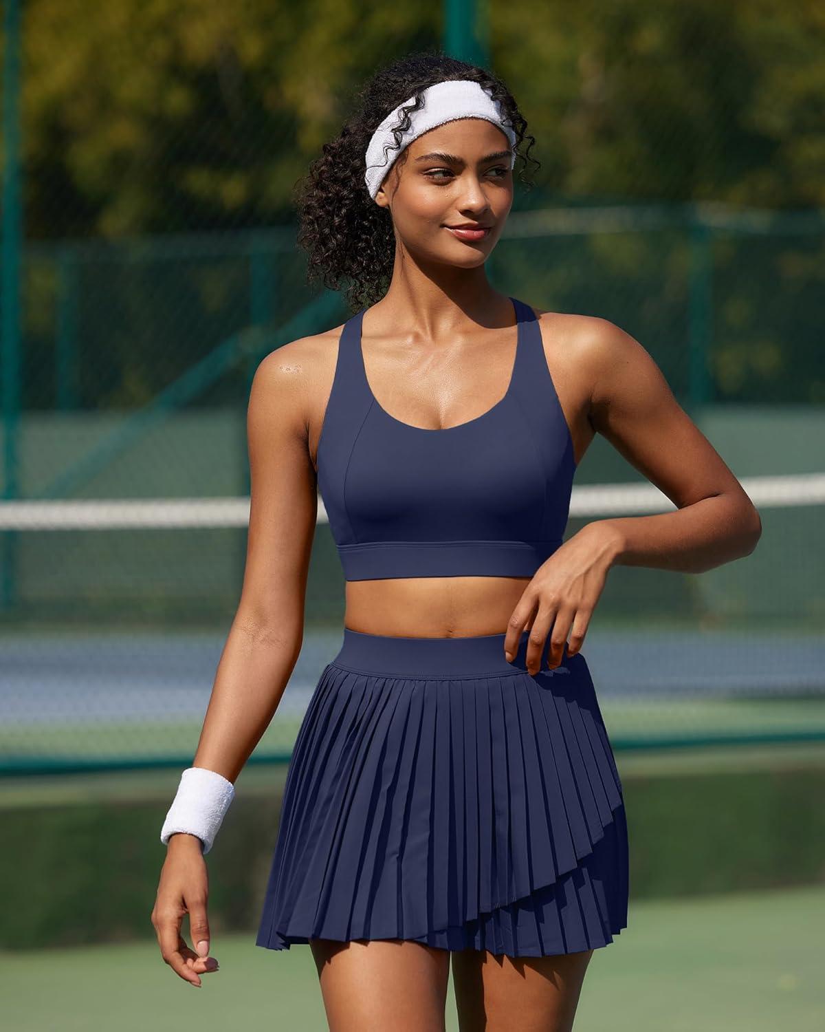 imageRUNNING GIRL Sports Bra for Women High Support Molded Cup High Impact Sports Bras with Sewn in PadsAnavy Blue