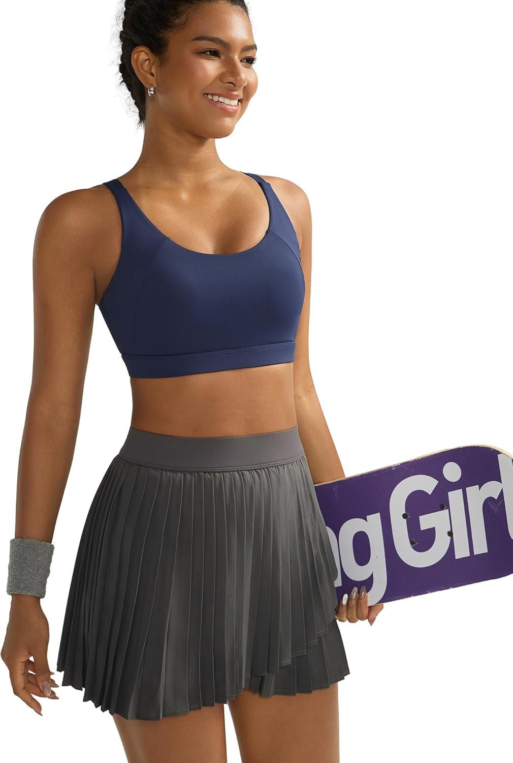 imageRUNNING GIRL Sports Bra for Women High Support Molded Cup High Impact Sports Bras with Sewn in PadsAnavy Blue