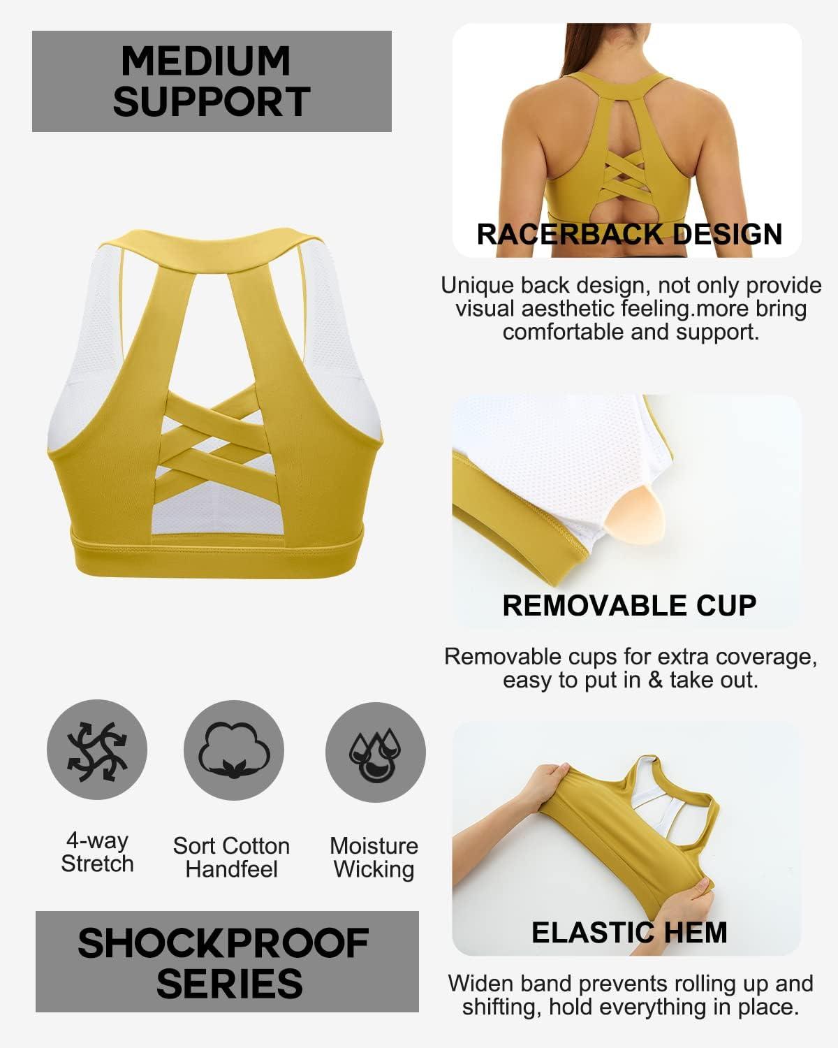 imageRUNNING GIRL Sports Bra for Women Padded Sports Bra for Women Workout Tops for Women Running Crisscross BackDark Yellow