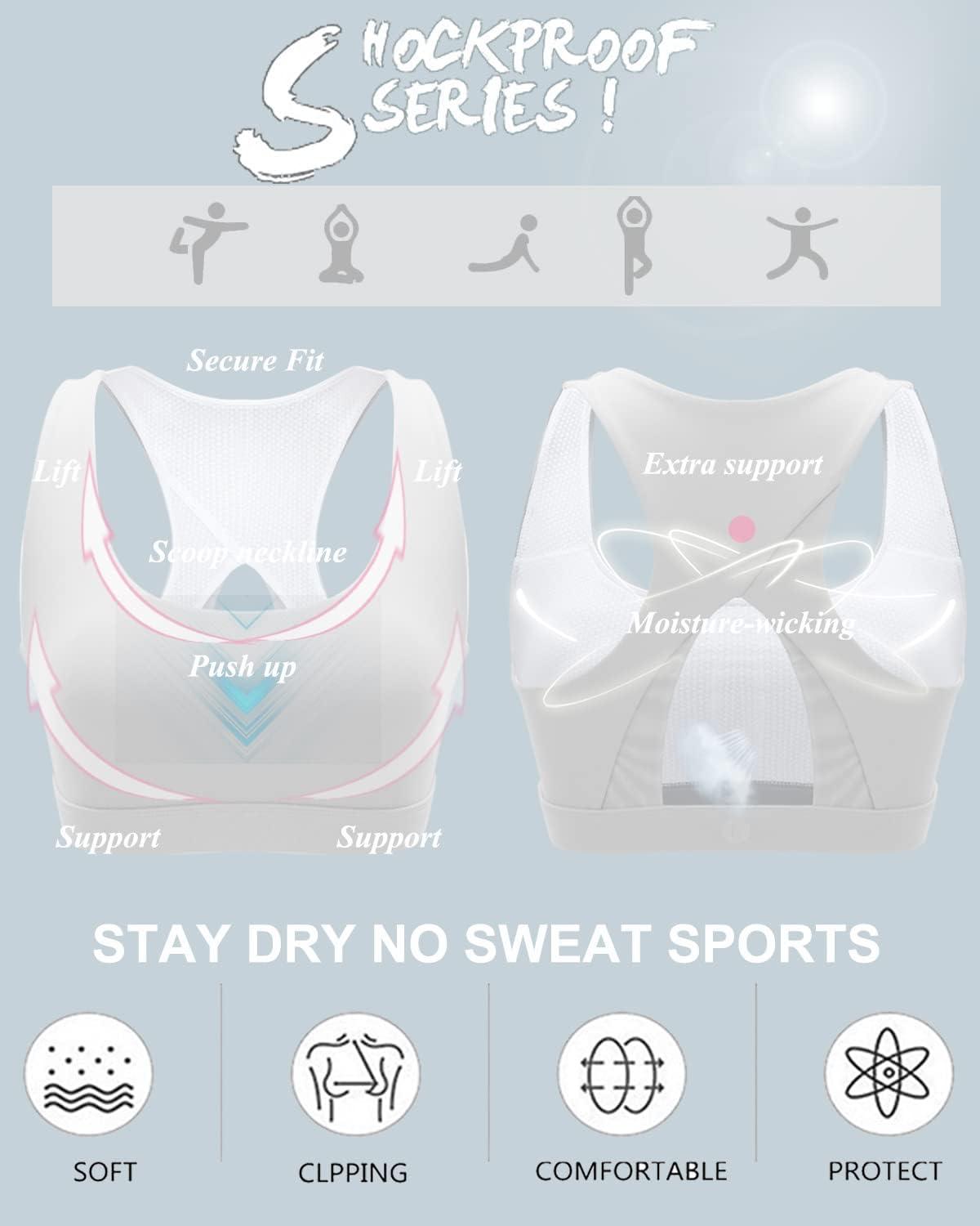 imageRUNNING GIRL Sports Bra for WomenHigh Impact Large Bust Padded Sports Bra Fitness Workout Running Yoga Tank Tops WX2827WhiteXXL