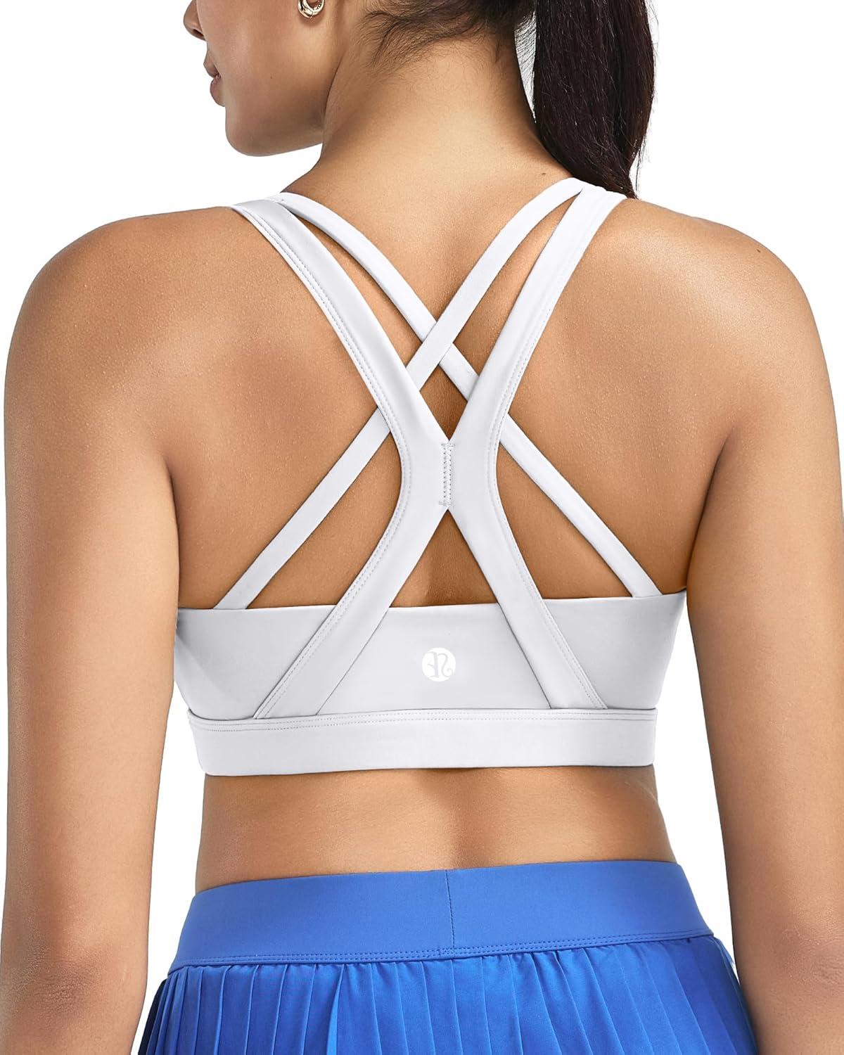 imageRUNNING GIRL Sports Bras for Women CrissCross Back Padded Strappy Sports Bras Medium Support Yoga Bra with Removable Cups2825 Grey S