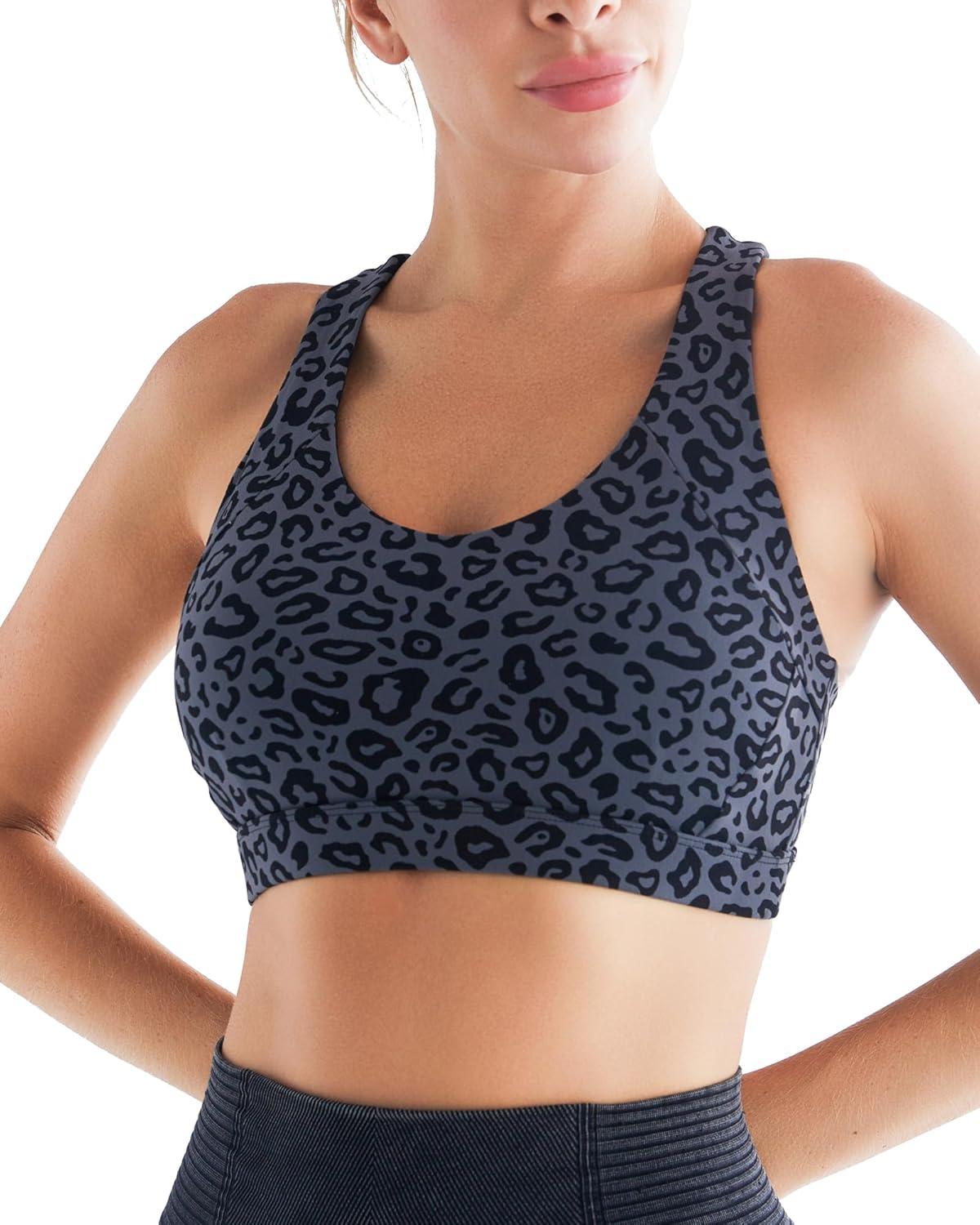 imageRUNNING GIRL Sports Bras for Women CrissCross Back Padded Strappy Sports Bras Medium Support Yoga Bra with Removable Cups2919 Leopard PrintM