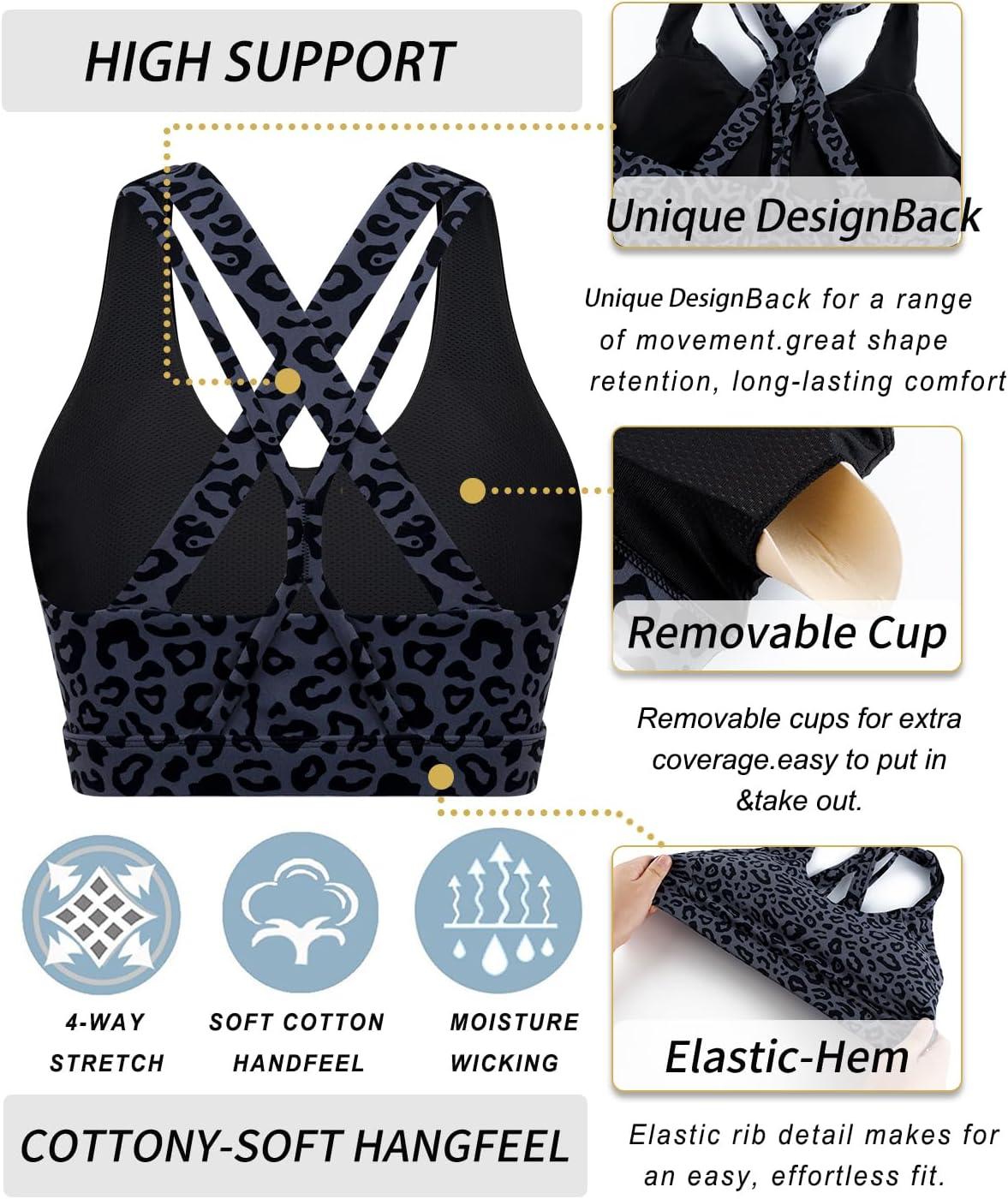 imageRUNNING GIRL Sports Bras for Women CrissCross Back Padded Strappy Sports Bras Medium Support Yoga Bra with Removable Cups2919 Leopard PrintM