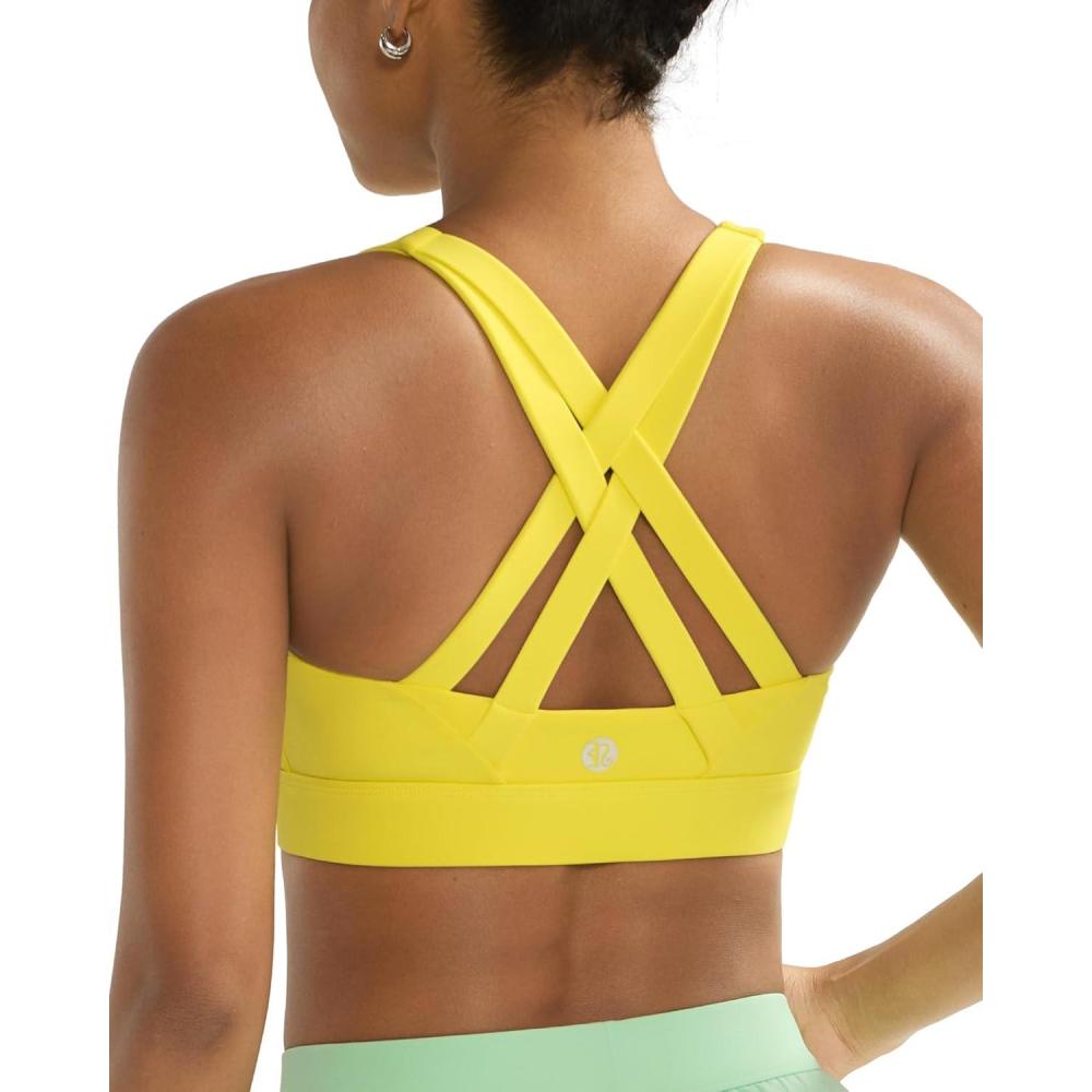 imageRUNNING GIRL Sports Bra for Women High SupportMolded Cup Strappy Running High Impact Sports Bras for WomenBright Yellow