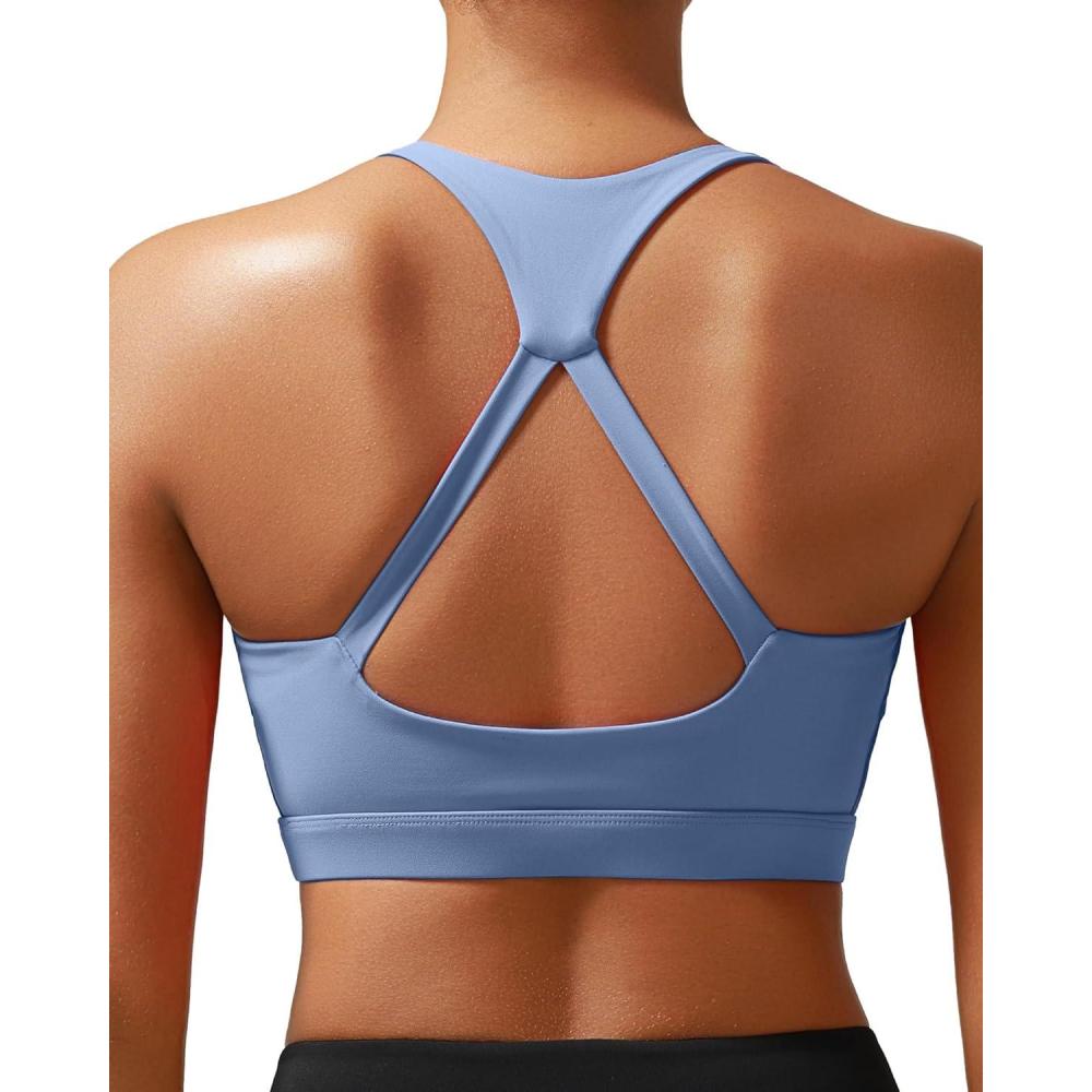 imageRUNNING GIRL Sports Bras for Women Medium Support Yoga Sport Bra with Removable Cups Racerback Workout BraAlight Blue