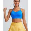 RUNNING GIRL Sports Bra for Women Ruched V Neck – Y Back Spaghetti Thin Strap Wireless Padded Medium Support Yoga Crop Top_WX3094_Blue_S