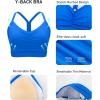 RUNNING GIRL Sports Bra for Women Ruched V Neck – Y Back Spaghetti Thin Strap Wireless Padded Medium Support Yoga Crop Top_WX3094_Blue_S