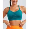 RUNNING GIRL Sports Bra for Women Ruched V Neck – Y Back Spaghetti Thin Strap Wireless Padded Medium Support Yoga Crop Top_WX3094_Dark Green_S
