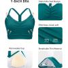 RUNNING GIRL Sports Bra for Women Ruched V Neck – Y Back Spaghetti Thin Strap Wireless Padded Medium Support Yoga Crop Top_WX3094_Dark Green_S