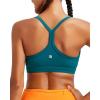 RUNNING GIRL Sports Bra for Women Ruched V Neck – Y Back Spaghetti Thin Strap Wireless Padded Medium Support Yoga Crop Top_WX3094_Dark Green_S