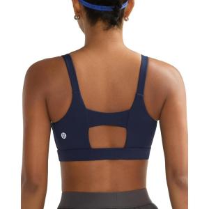 RUNNING GIRL Sports Bra for Women High Support, Molded Cup High Impact Sports Bras with Sewn in Pads(A-navy Blue)