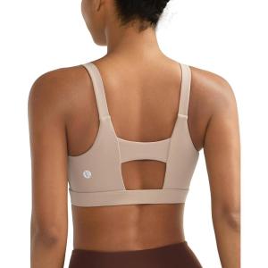 RUNNING GIRL Sports Bra for Women High Support, Molded Cup High Impact Sports Bras with Sewn in Pads(A-nude)