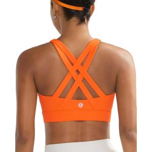 RUNNING GIRL Sports Bra for Women High Support,Molded Cup Strappy Running High Impact Sports Bras for Women(Orange)