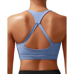 RUNNING GIRL Sports Bras for Women, Medium Support Yoga Sport Bra with Removable Cups Racerback Workout Bra(A-light Blue)