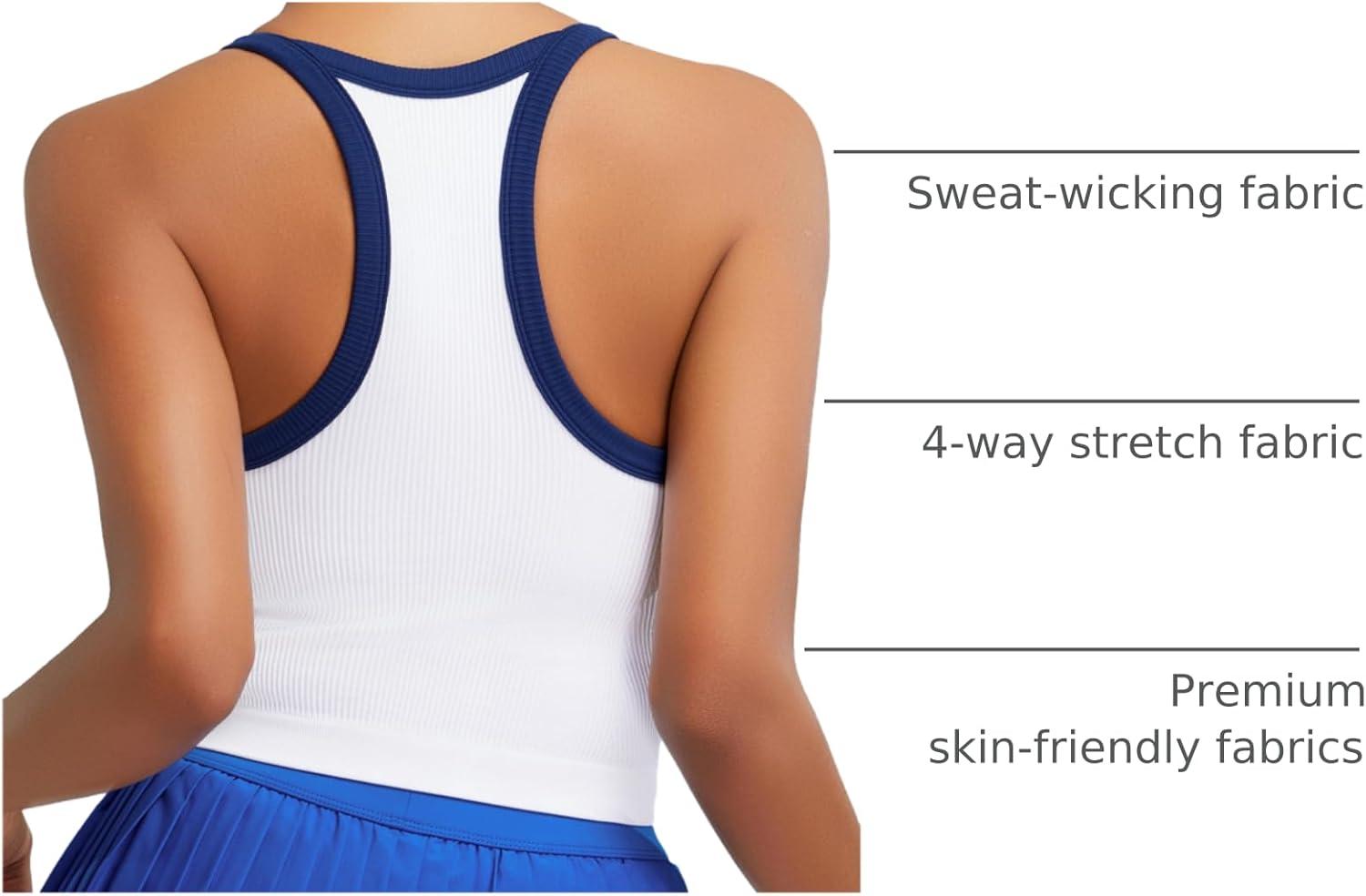 imageRUNNING GIRL Sports Bras for Women High Support Longline Sports Bra High Impact Workout Tank Tops Yoga Bra with Built in BrasWhite