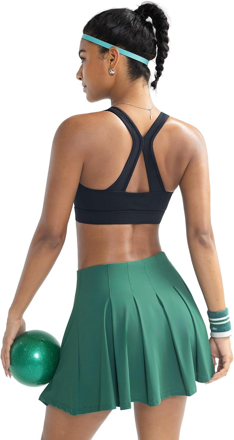 imageRUNNING GIRL Sports Bras for Women High Support V Neck Molded Cup High Impact Sports Bra with Sewn in PadsBlack