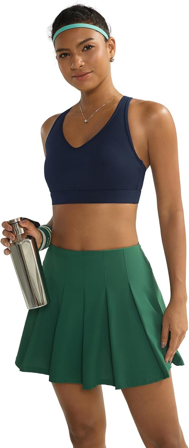 imageRUNNING GIRL Sports Bras for Women High Support V Neck Molded Cup High Impact Sports Bra with Sewn in PadsNavy Blue