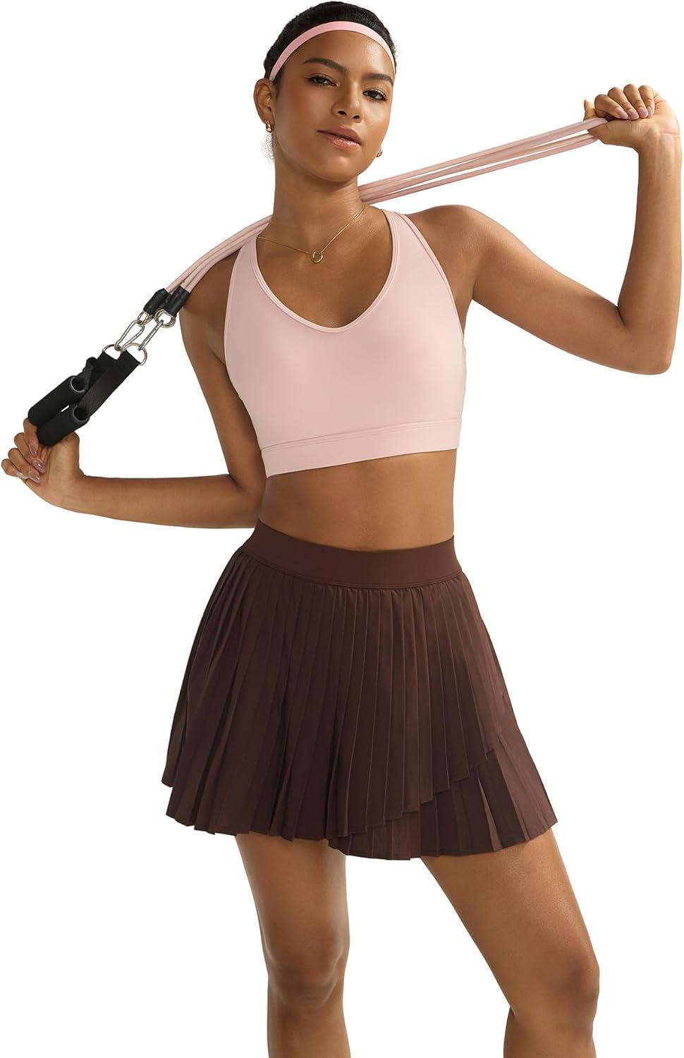 imageRUNNING GIRL Sports Bras for Women High Support V Neck Molded Cup High Impact Sports Bra with Sewn in PadsPink