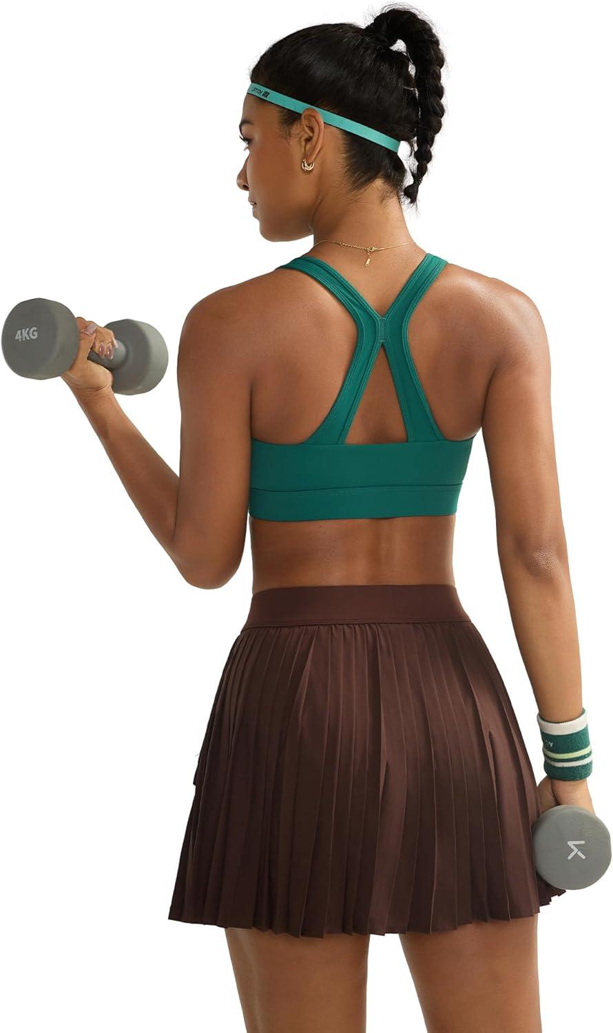 imageRUNNING GIRL Sports Bras for Women High Support V Neck Molded Cup High Impact Sports Bra with Sewn in PadsTeal