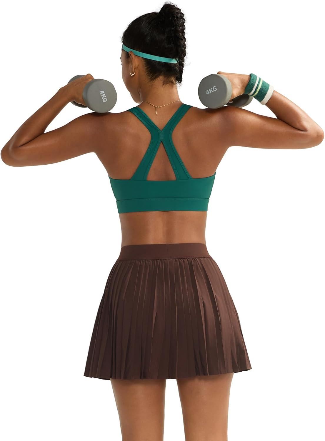 imageRUNNING GIRL Sports Bras for Women High Support V Neck Molded Cup High Impact Sports Bra with Sewn in PadsTeal