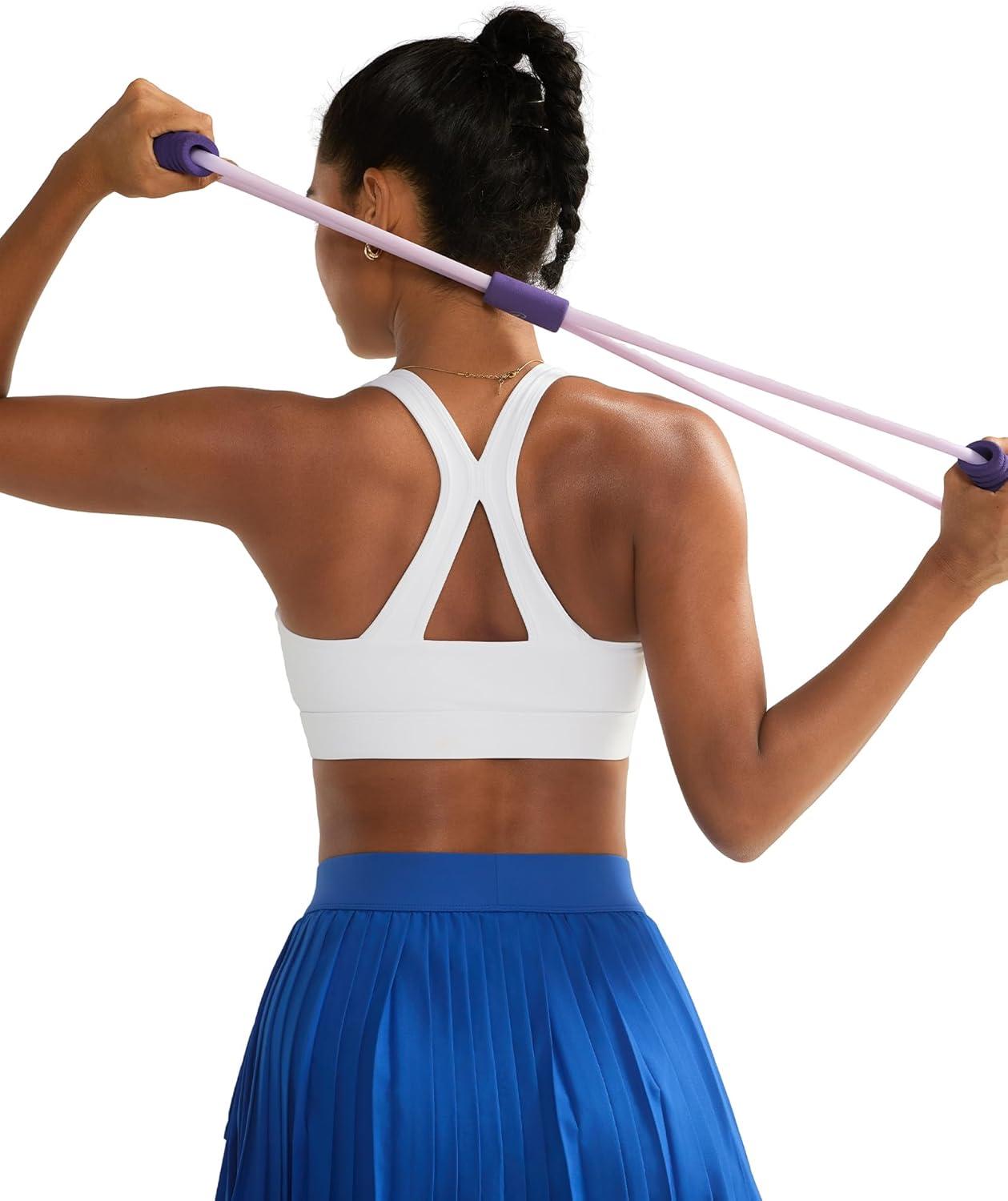 imageRUNNING GIRL Sports Bras for Women High Support V Neck Molded Cup High Impact Sports Bra with Sewn in PadsWhite