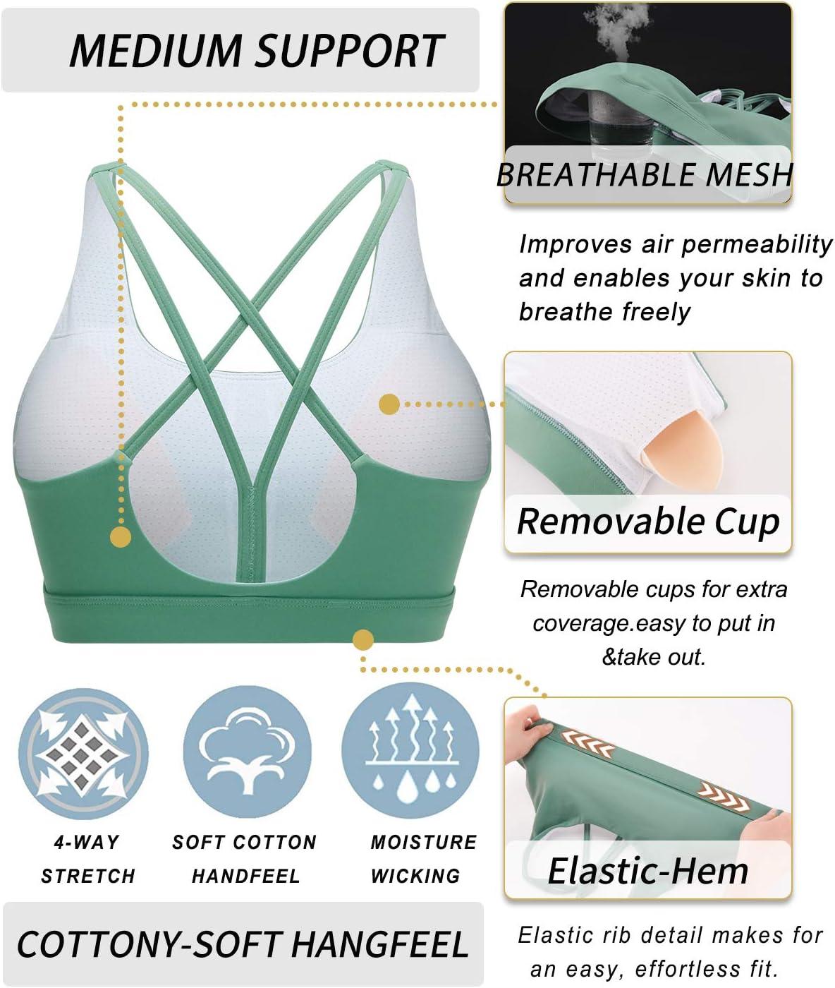 imageRUNNING GIRL Strappy Sports Bra for Women Sexy Crisscross Back Light Support Yoga Bra with Removable Cups 2723Green S