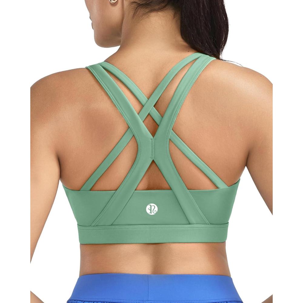 imageRUNNING GIRL Sports Bras for Women CrissCross Back Padded Strappy Sports Bras Medium Support Yoga Bra with Removable Cups