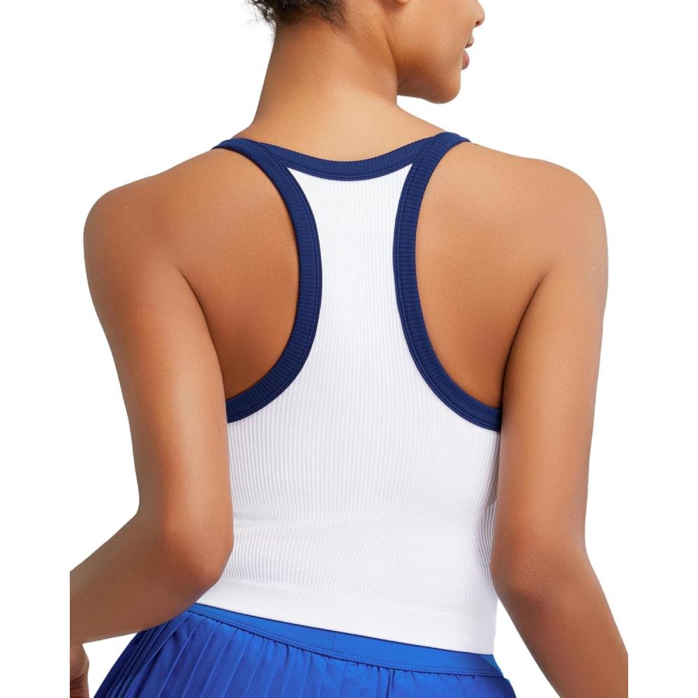 imageRUNNING GIRL Sports Bras for Women High Support Longline Sports Bra High Impact Workout Tank Tops Yoga Bra with Built in BrasWhite