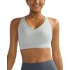 RUNNING GIRL Sports Bras for Women High Support, V Neck Molded Cup High Impact Sports Bra with Sewn in Pads(Grey)