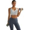RUNNING GIRL Sports Bras for Women High Support, V Neck Molded Cup High Impact Sports Bra with Sewn in Pads(Grey)