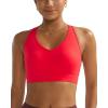 RUNNING GIRL Sports Bras for Women High Support, V Neck Molded Cup High Impact Sports Bra with Sewn in Pads(Red)