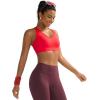 RUNNING GIRL Sports Bras for Women High Support, V Neck Molded Cup High Impact Sports Bra with Sewn in Pads(Red)